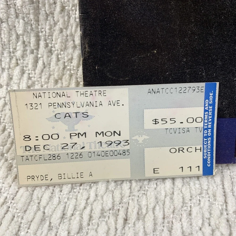 Cats at The National Theatre December 1993 Playbill‎ W/ Ticket Vintage Chanel Ad